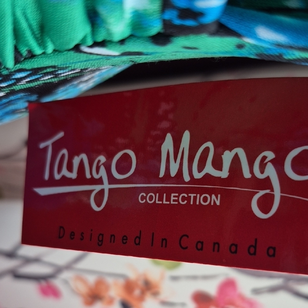 Tango Mango Vibrant Blue and Green Wrap Blouse (C61) - Picture 2 of 11
